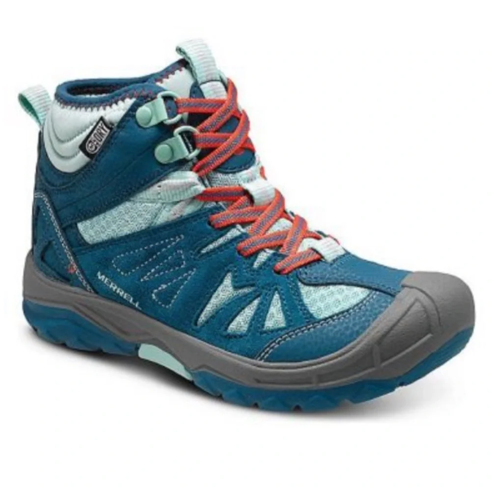 MERRELL Capra Mid WP Turquoise Kids Size 4 Waterproof